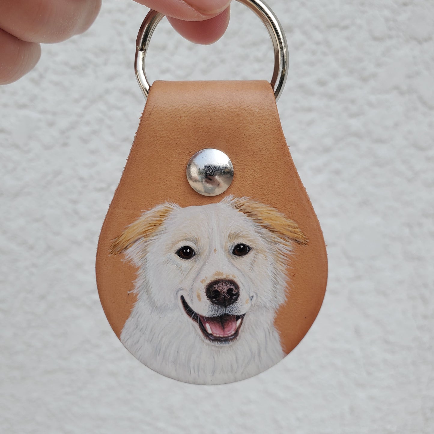 Pet Portrait Leather Keychain