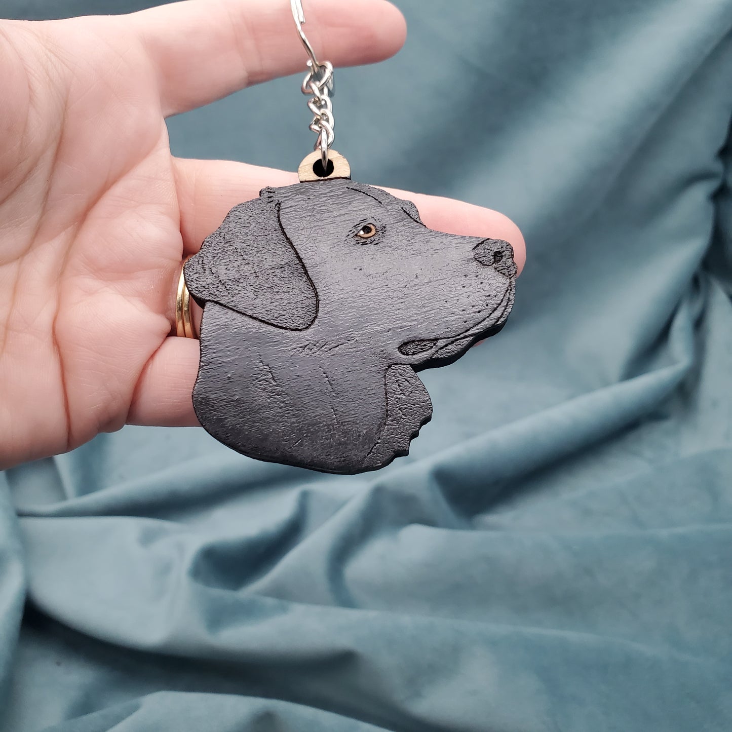 labrador shaped wooden keychain handmade