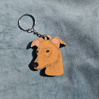 Hand-Painted Wooden Dog Breed Keychain