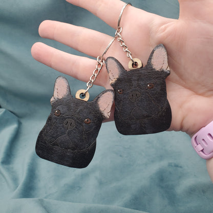 Hand-Painted Wooden Dog Breed Keychain