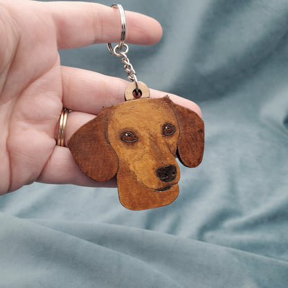 Hand-Painted Wooden Dog Breed Keychain
