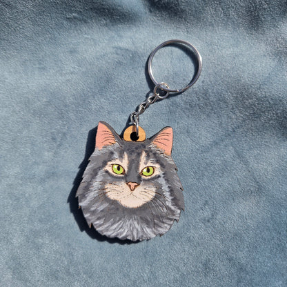 Hand-Painted Wooden Cat Breed Keychain