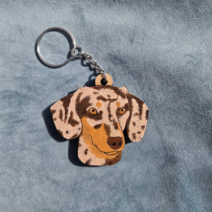 Hand-Painted Wooden Dog Breed Keychain