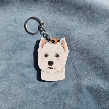 Hand-Painted Wooden Dog Breed Keychain