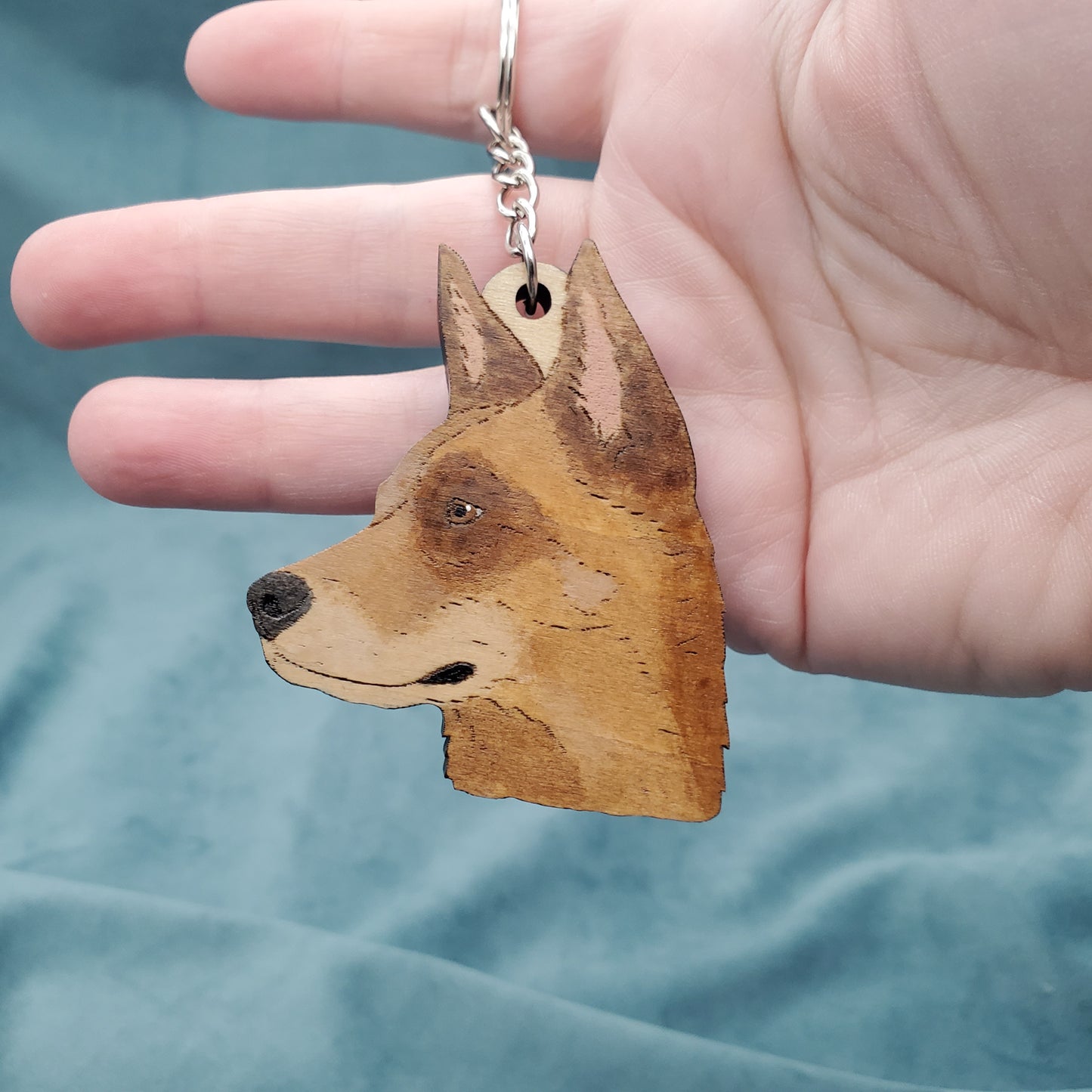 Hand-Painted Wooden Dog Breed Keychain