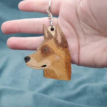 Hand-Painted Wooden Dog Breed Keychain