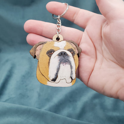 Hand-Painted Wooden Dog Breed Keychain