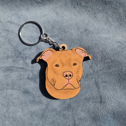 Hand-Painted Wooden Dog Breed Keychain