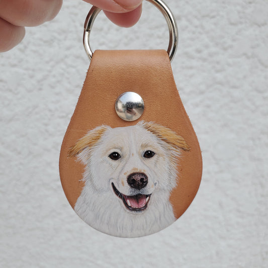 Pet Portrait Leather Keychain