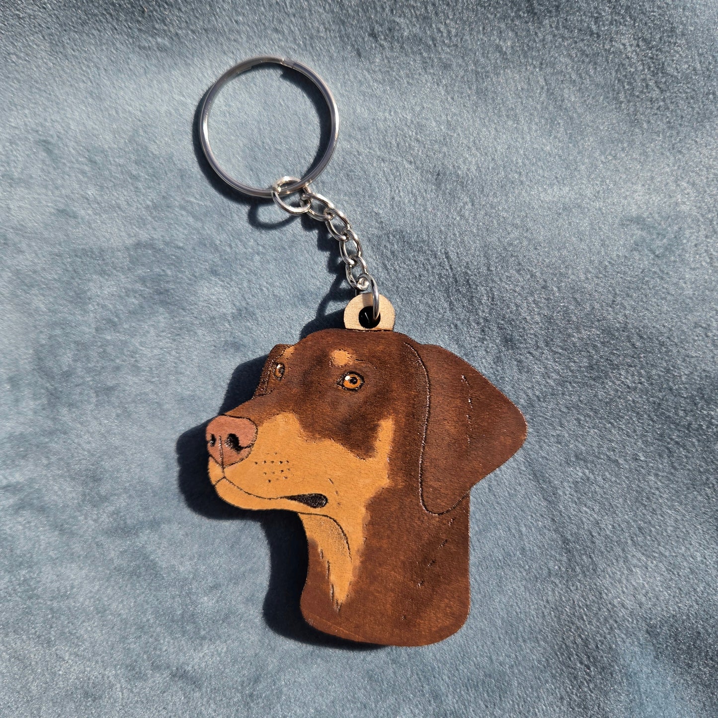 Hand-Painted Wooden Dog Breed Keychain
