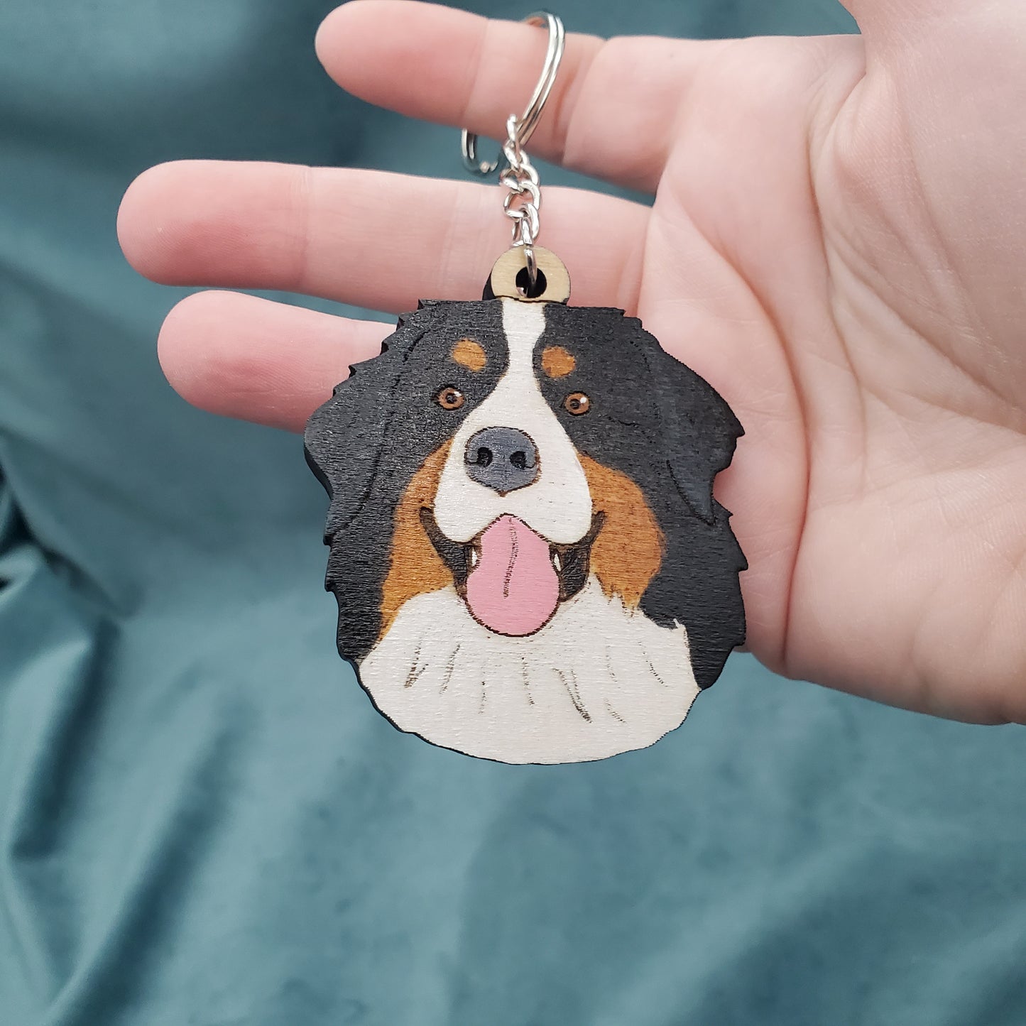 Hand-Painted Wooden Dog Breed Keychain