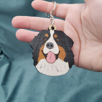 Hand-Painted Wooden Dog Breed Keychain