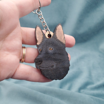 Hand-Painted Wooden Dog Breed Keychain