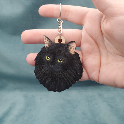 Hand-Painted Wooden Cat Breed Keychain