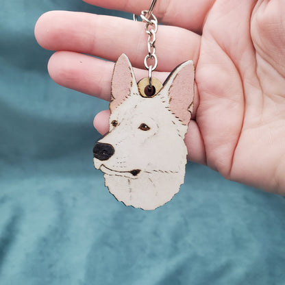 Hand-Painted Wooden Dog Breed Keychain