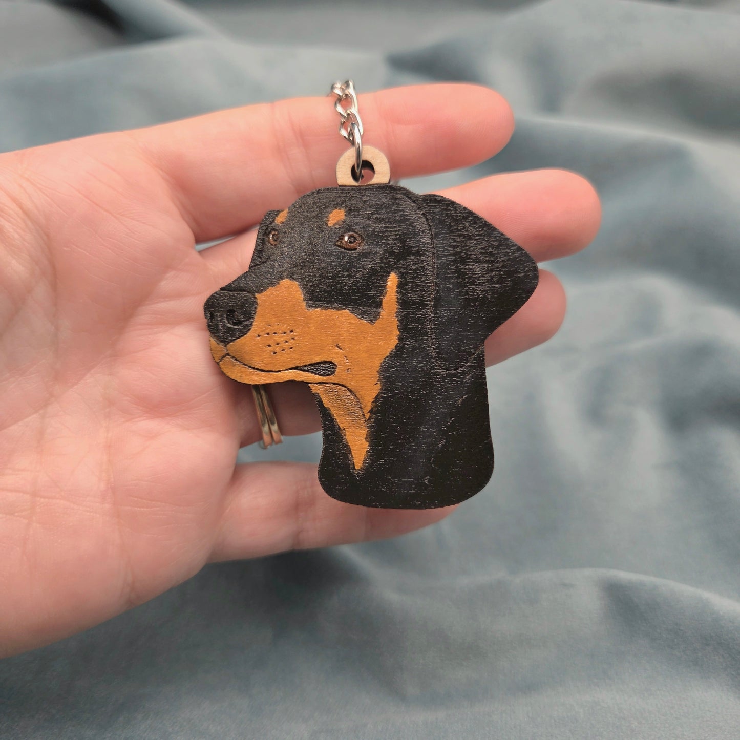 Hand-Painted Wooden Dog Breed Keychain