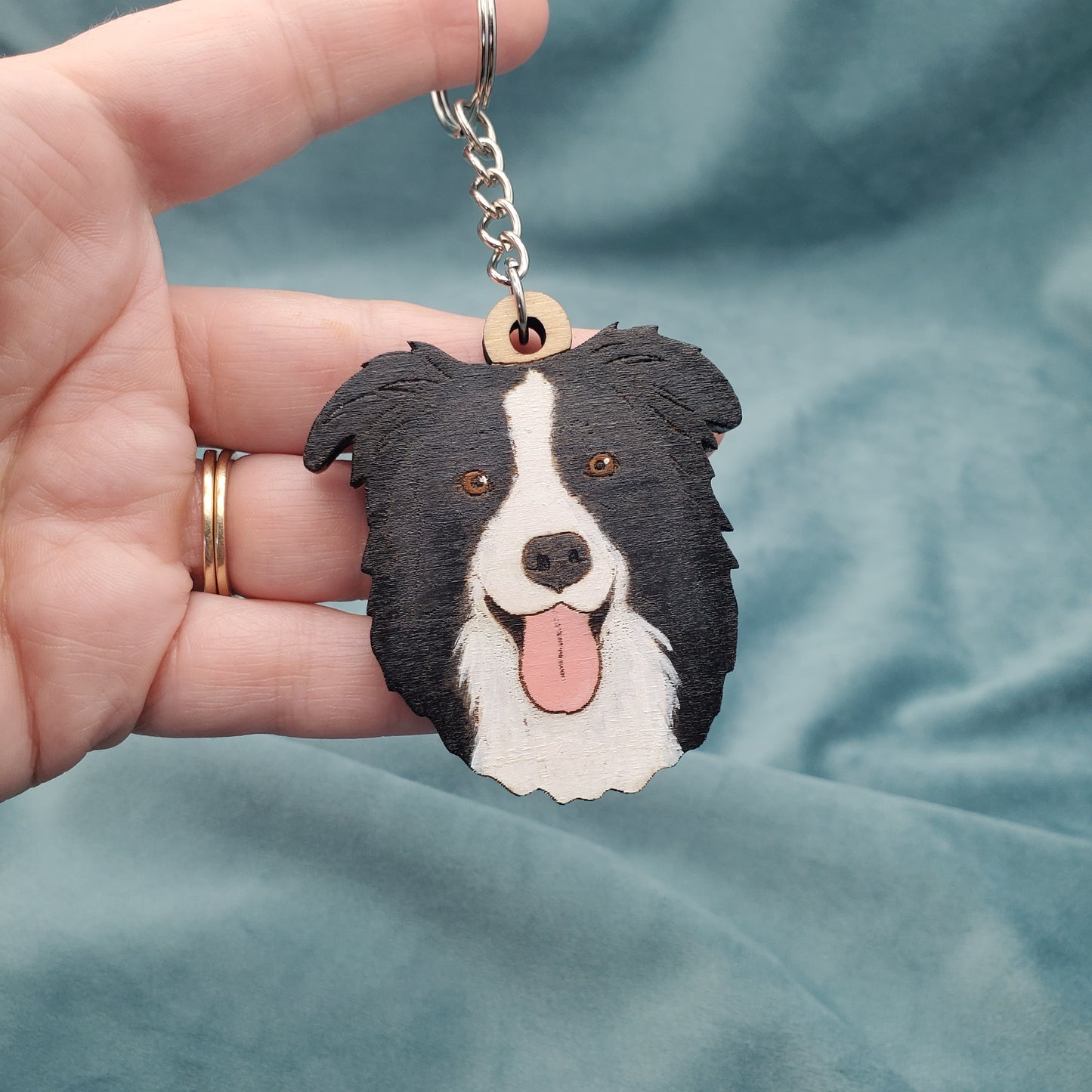 Hand-Painted Wooden Dog Breed Keychain