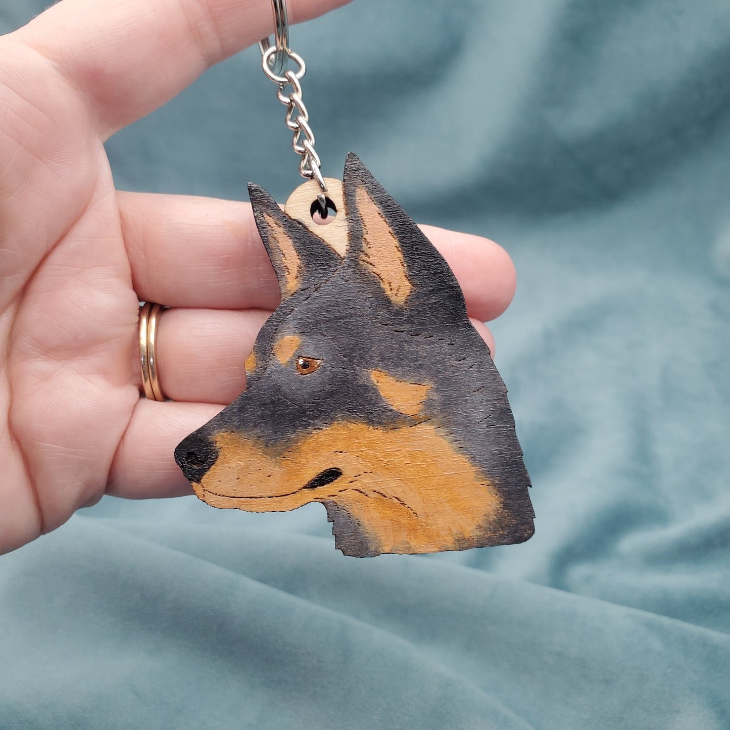 Hand-Painted Wooden Dog Breed Keychain