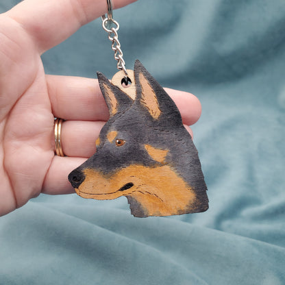 Hand-Painted Wooden Dog Breed Keychain