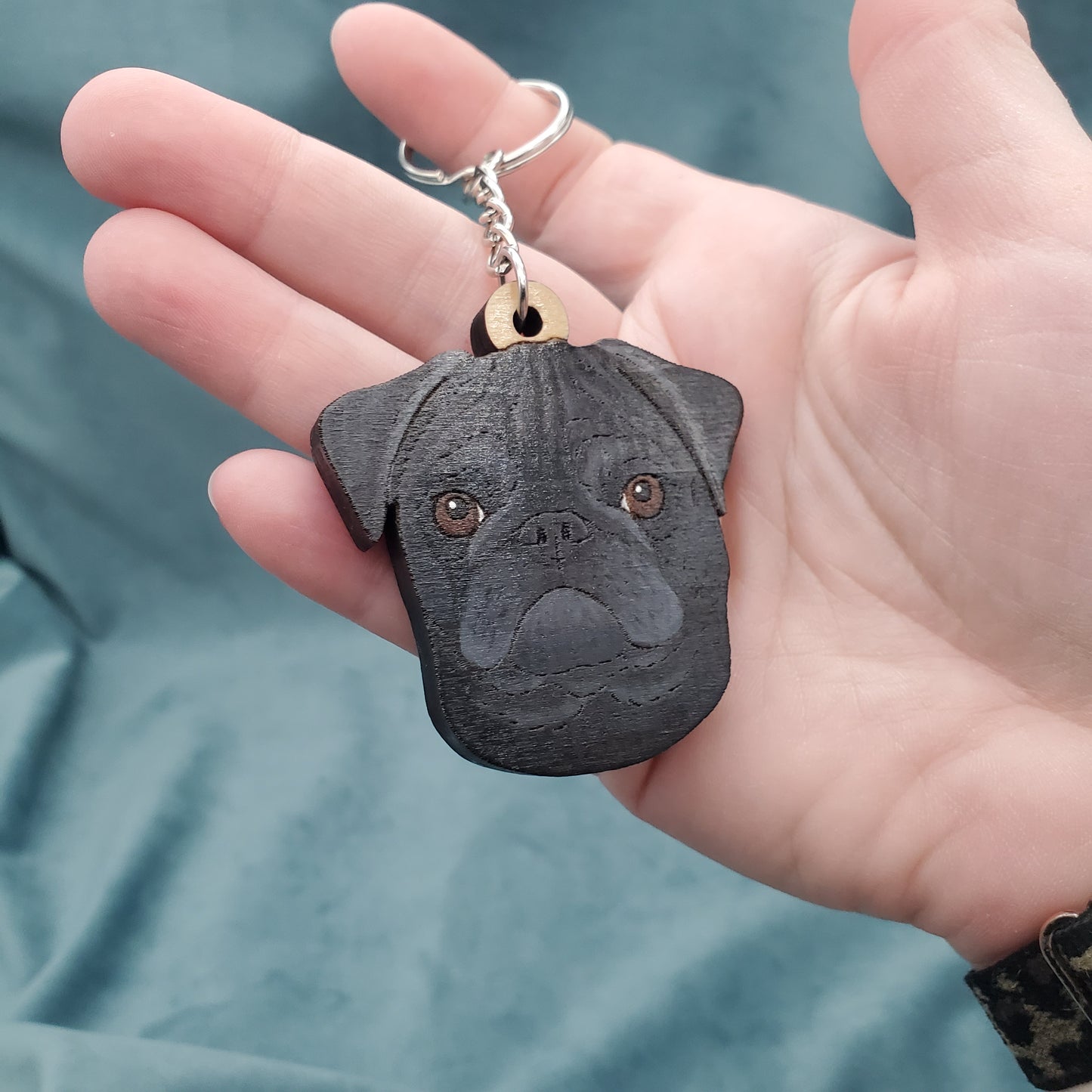 Hand-Painted Wooden Dog Breed Keychain