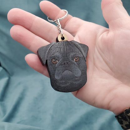 Hand-Painted Wooden Dog Breed Keychain