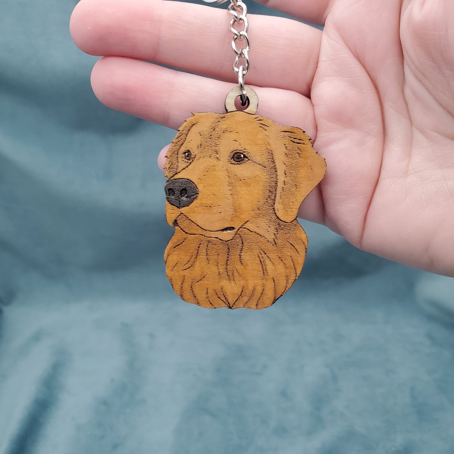 Hand-Painted Wooden Dog Breed Keychain