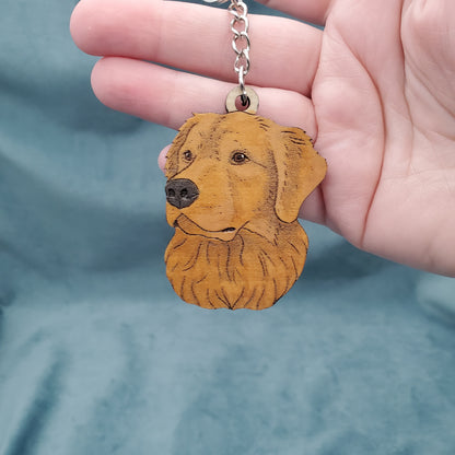 Hand-Painted Wooden Dog Breed Keychain