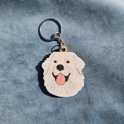 Hand-Painted Wooden Dog Breed Keychain