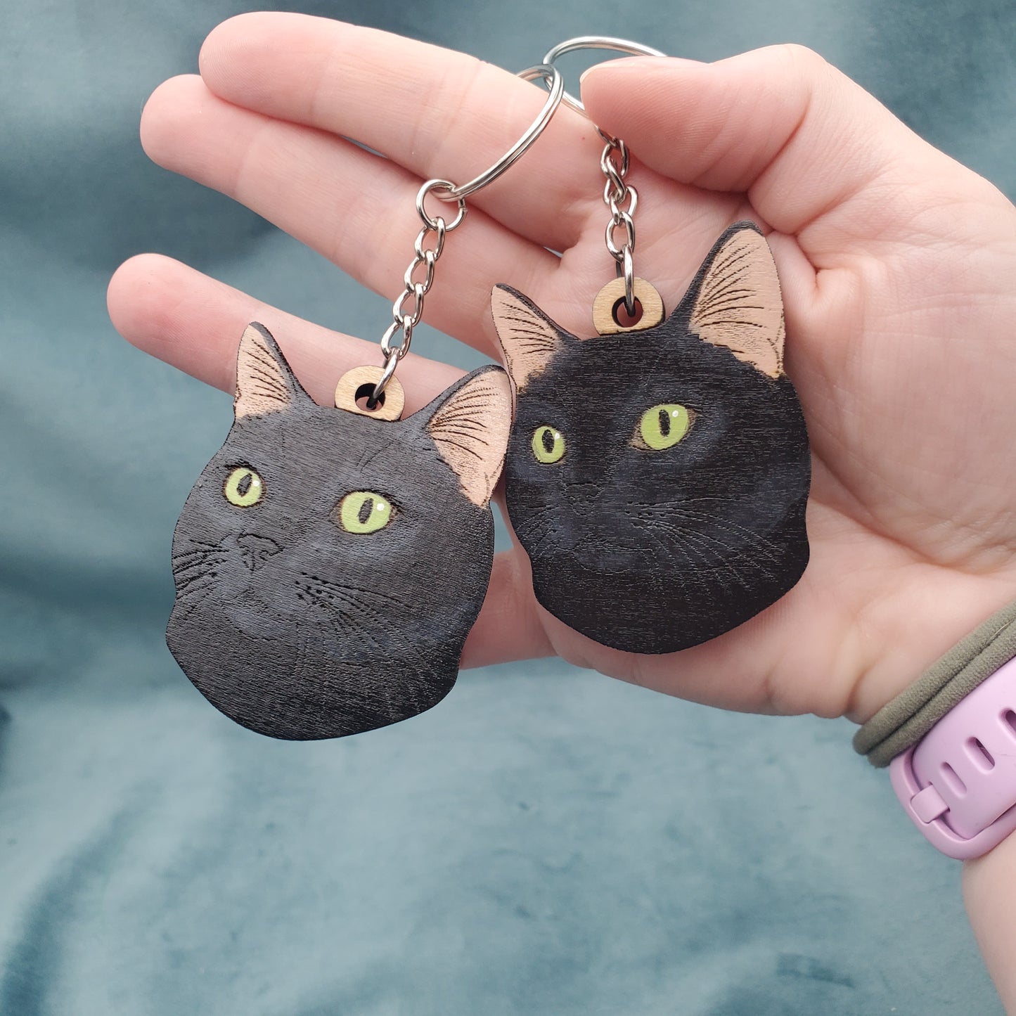 Hand-Painted Wooden Cat Breed Keychain
