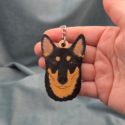 Hand-Painted Wooden Dog Breed Keychain