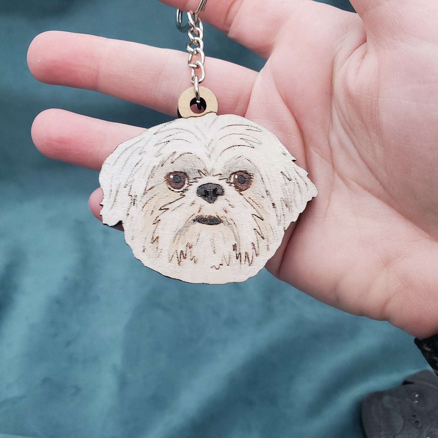 Hand-Painted Wooden Dog Breed Keychain