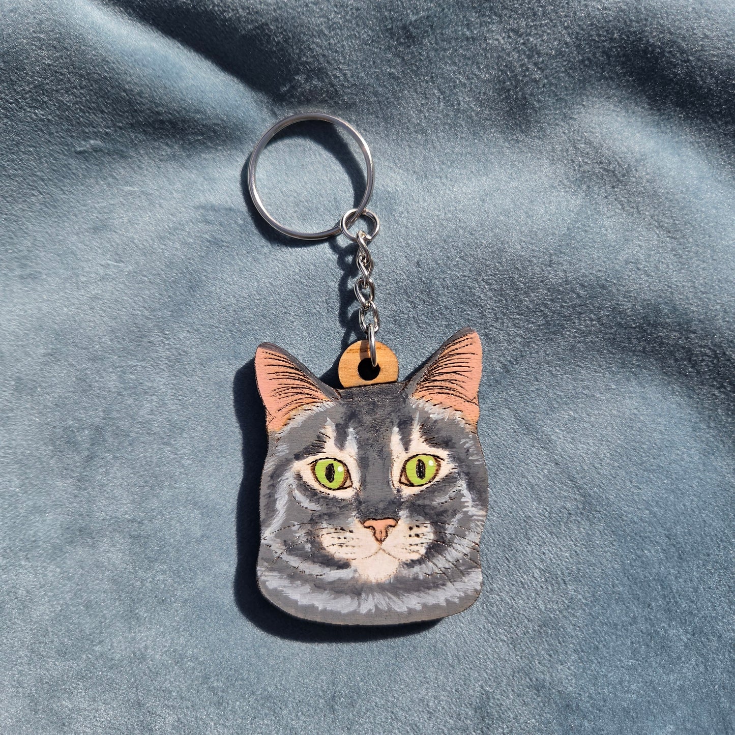 Hand-Painted Wooden Cat Breed Keychain