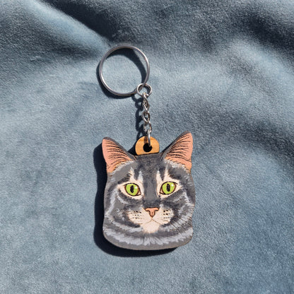 Hand-Painted Wooden Cat Breed Keychain
