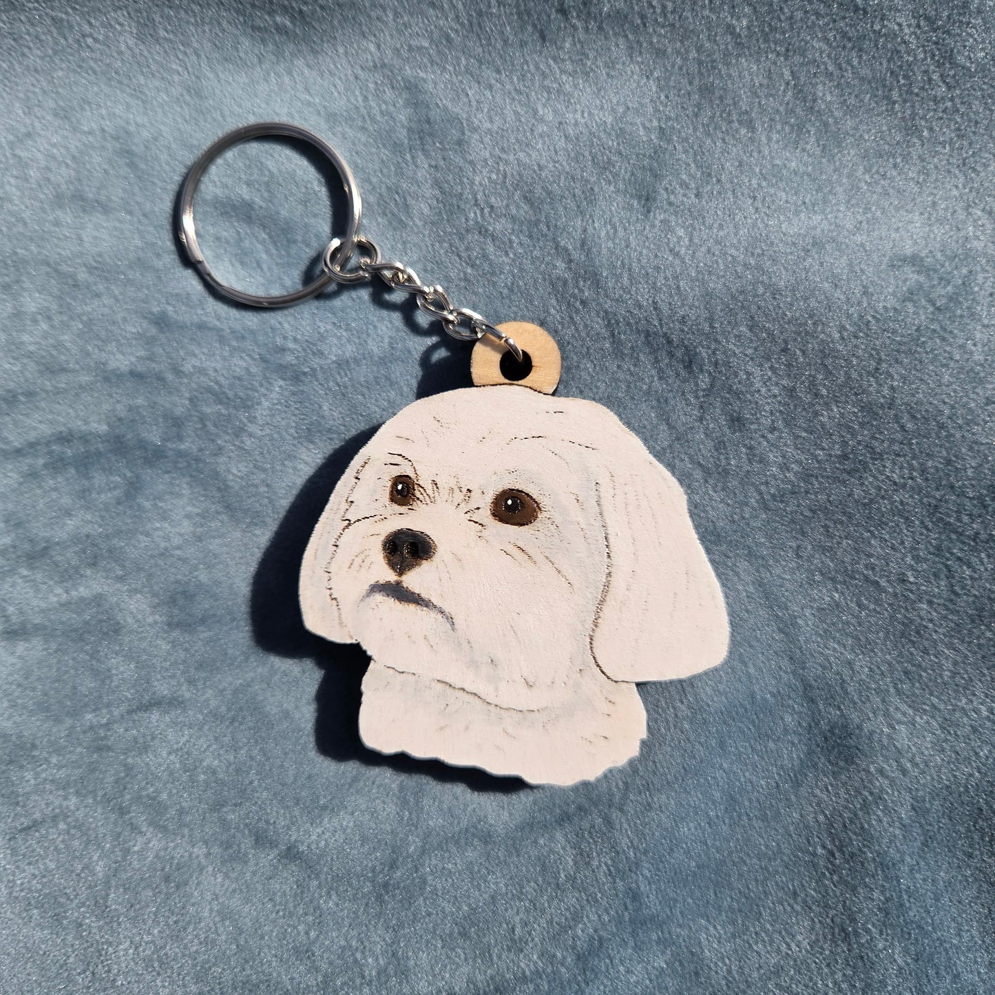 Hand-Painted Wooden Dog Breed Keychain