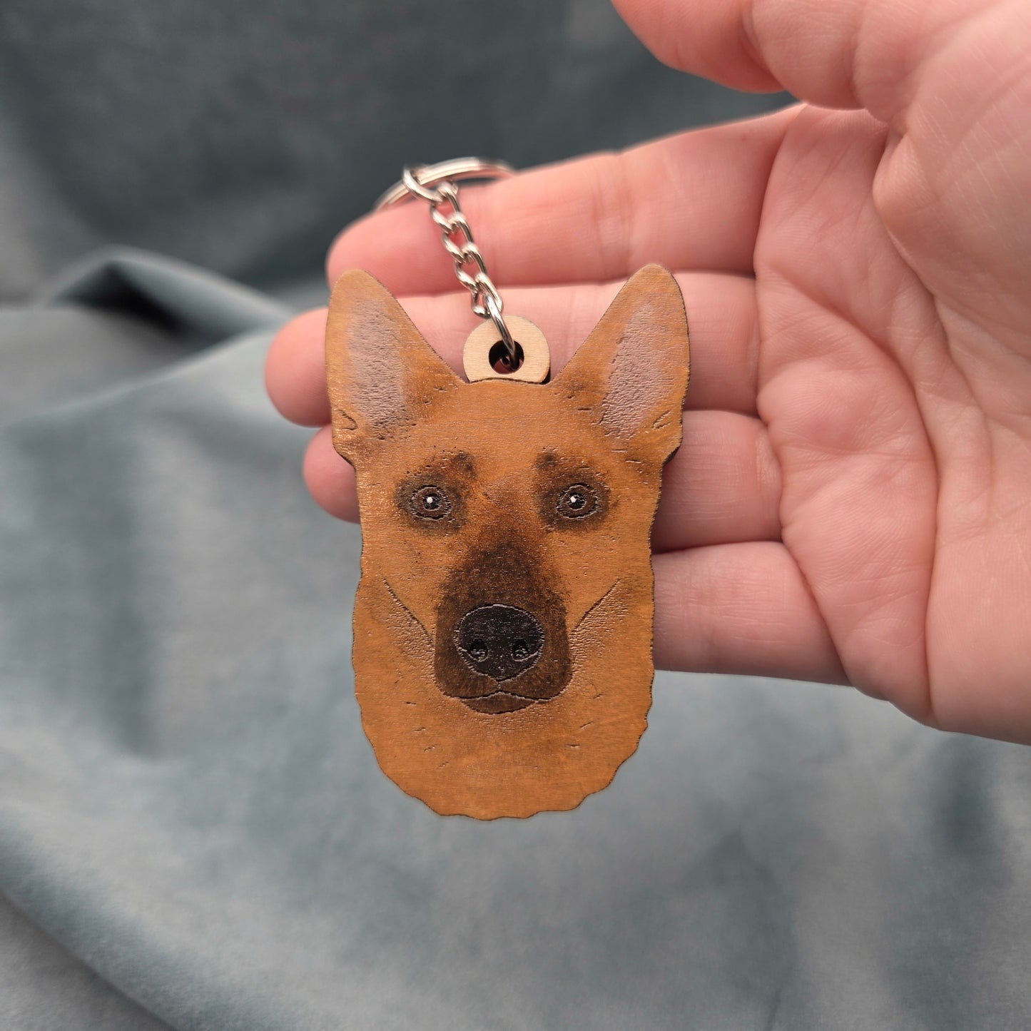 Hand-Painted Wooden Dog Breed Keychain