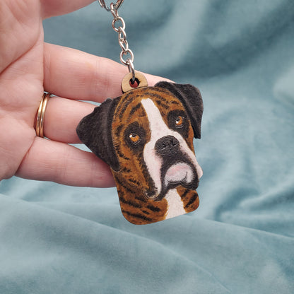 Hand-Painted Wooden Dog Breed Keychain