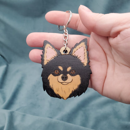 Hand-Painted Wooden Dog Breed Keychain