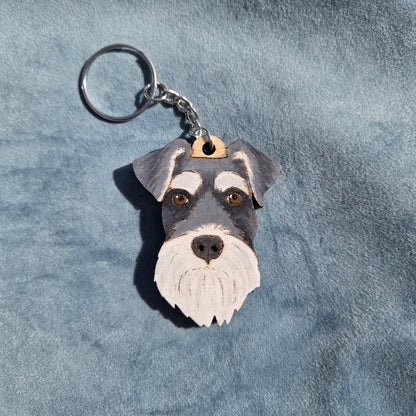 Hand-Painted Wooden Dog Breed Keychain