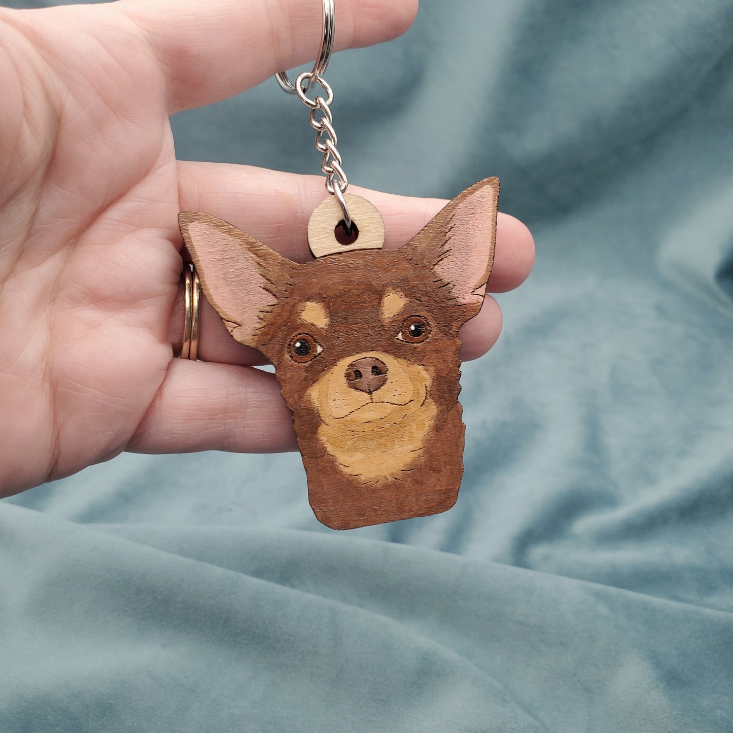 Hand-Painted Wooden Dog Breed Keychain