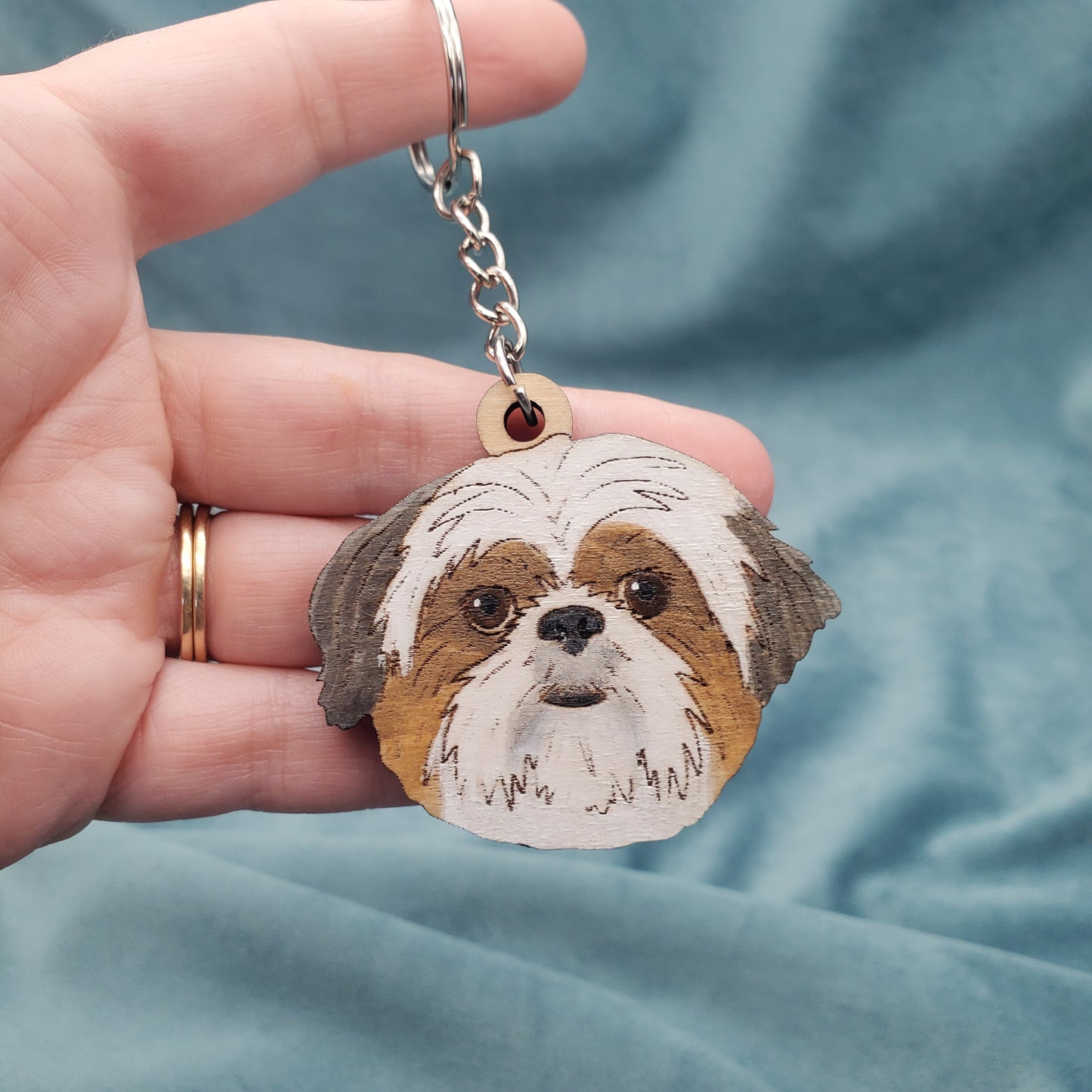 Hand-Painted Wooden Dog Breed Keychain
