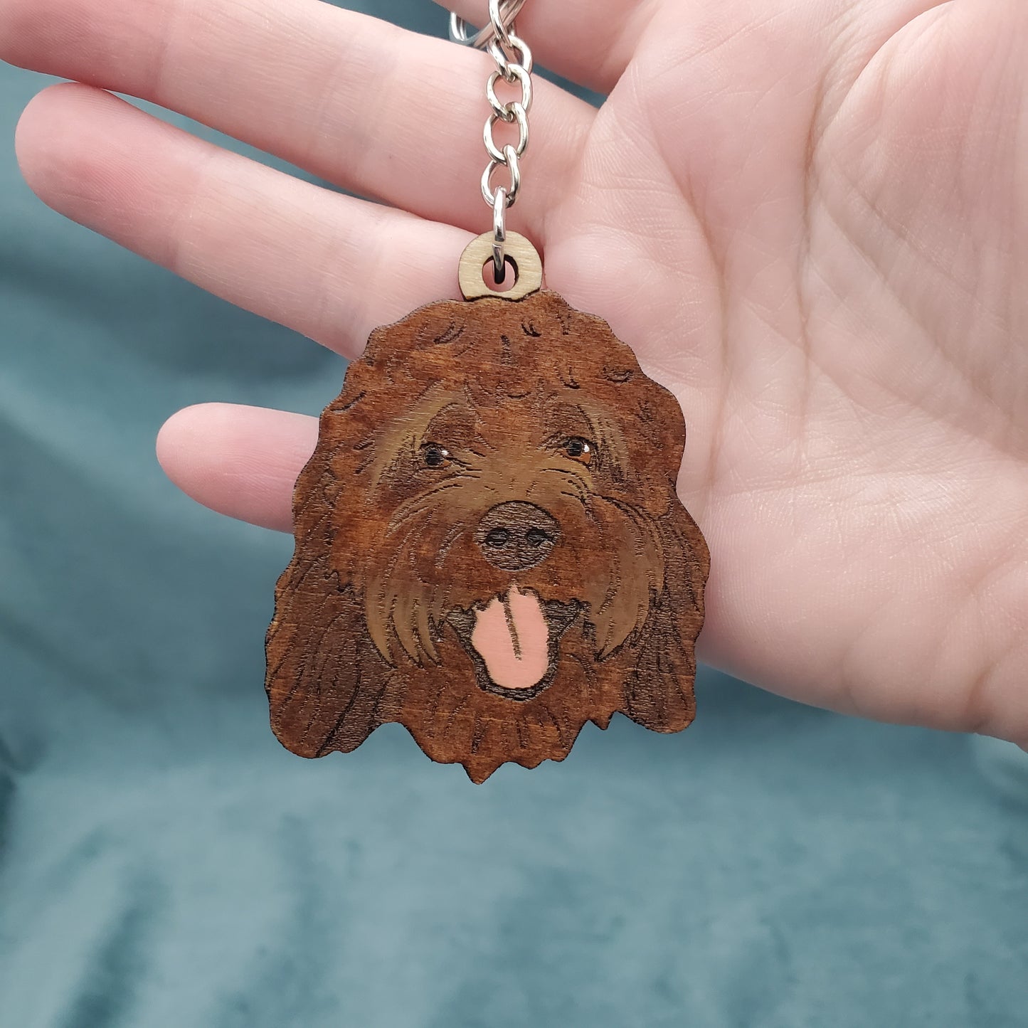 Hand-Painted Wooden Dog Breed Keychain