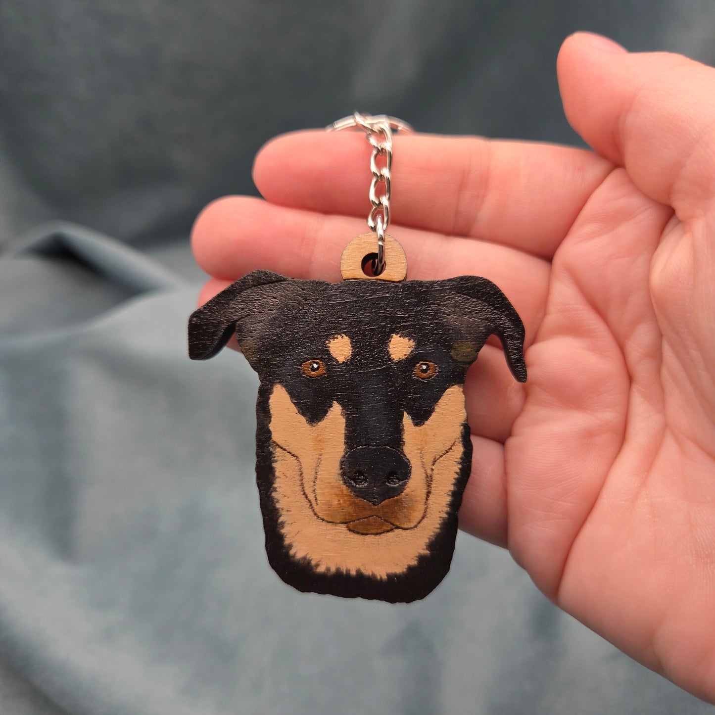 Hand-Painted Wooden Dog Breed Keychain