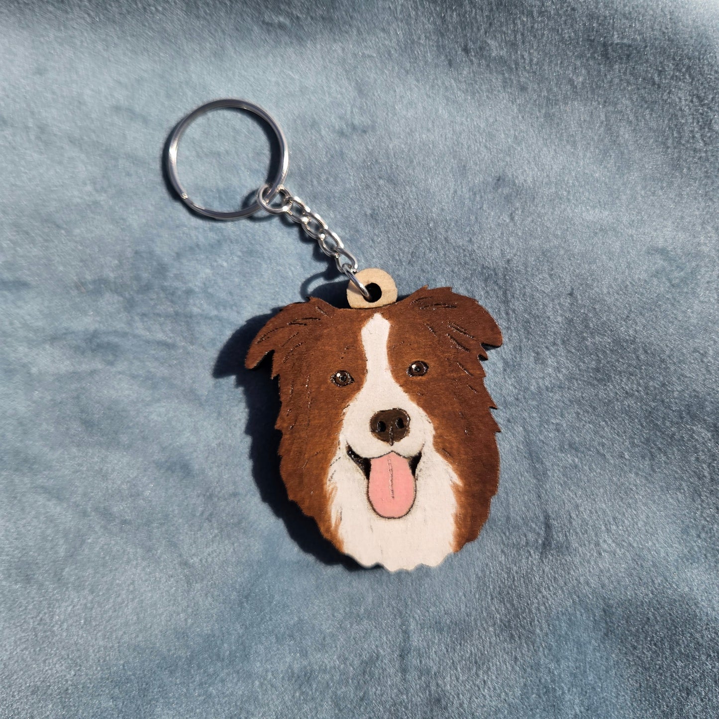 Hand-Painted Wooden Dog Breed Keychain