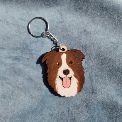 Hand-Painted Wooden Dog Breed Keychain