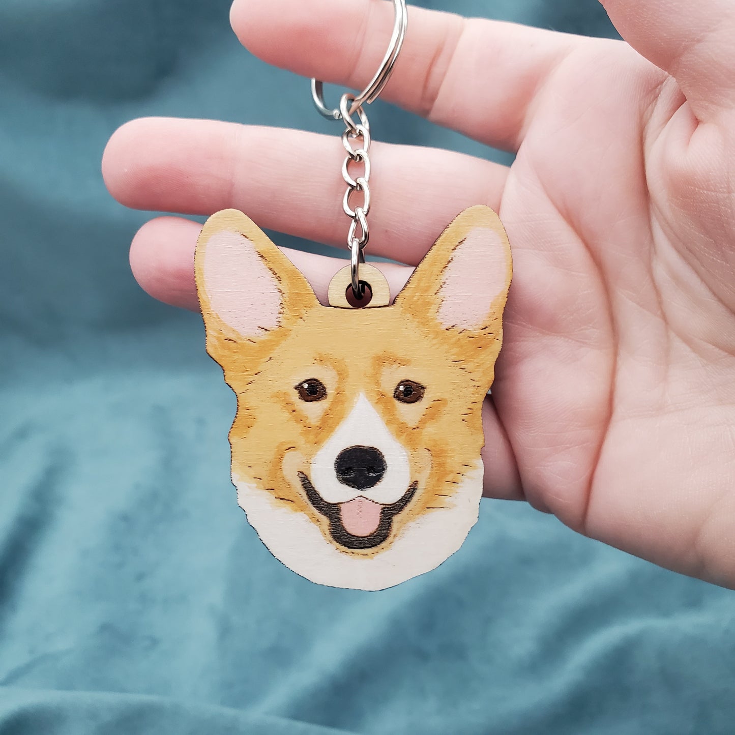 Hand-Painted Wooden Dog Breed Keychain