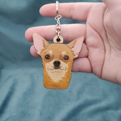 Hand-Painted Wooden Dog Breed Keychain