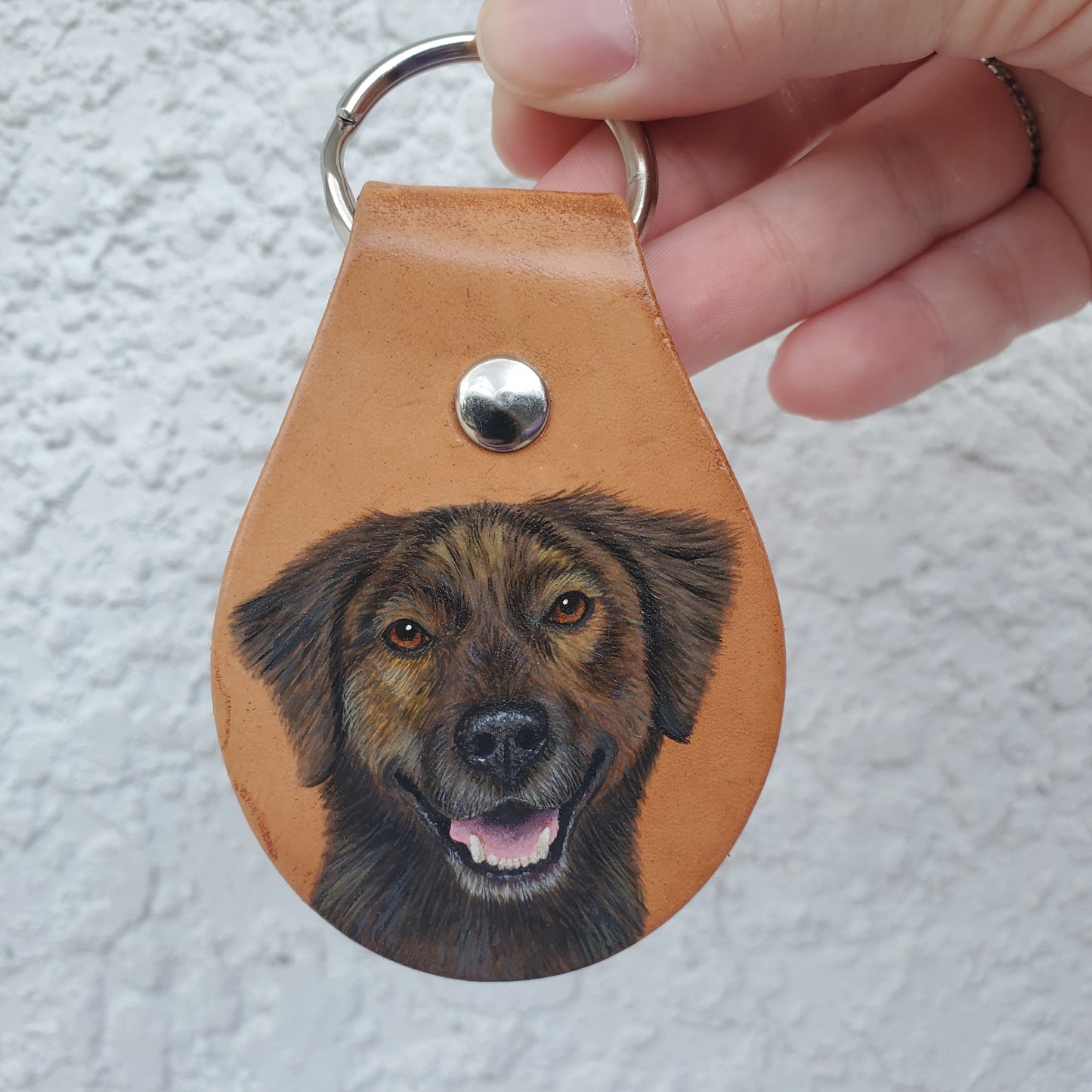 Pet Portrait Leather Keychain