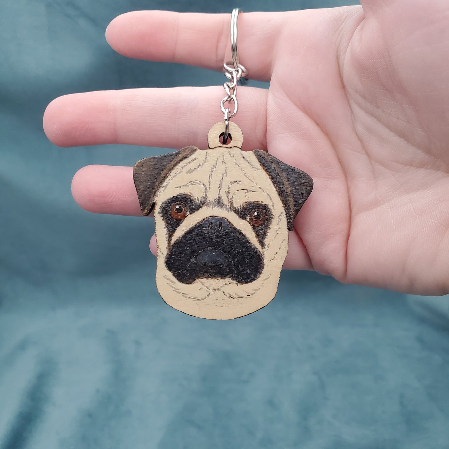 Hand-Painted Wooden Dog Breed Keychain