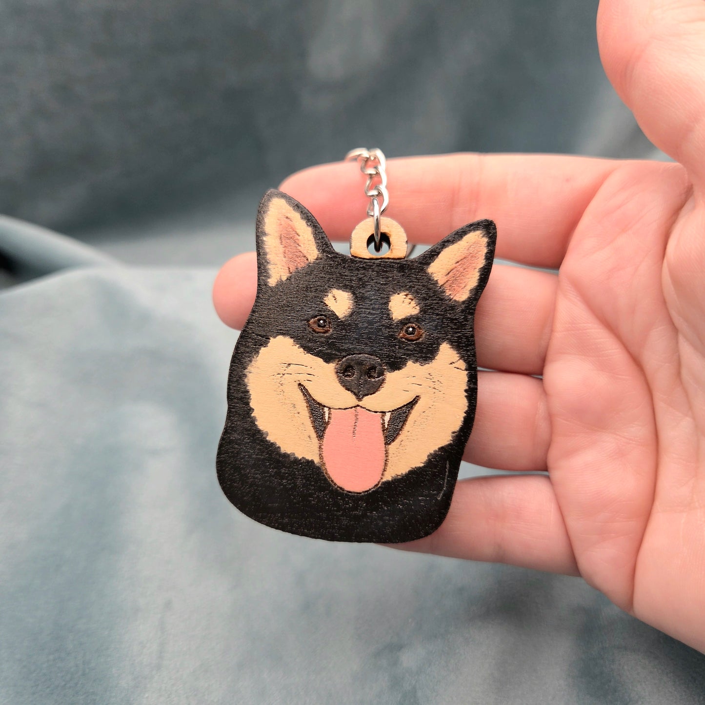 Hand-Painted Wooden Dog Breed Keychain