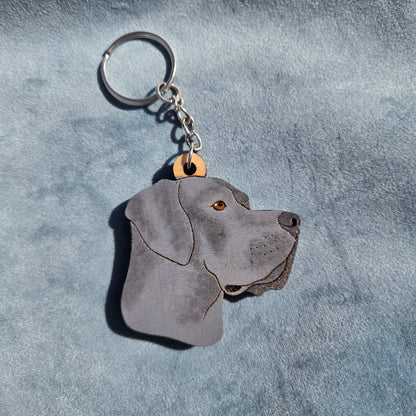Hand-Painted Wooden Dog Breed Keychain